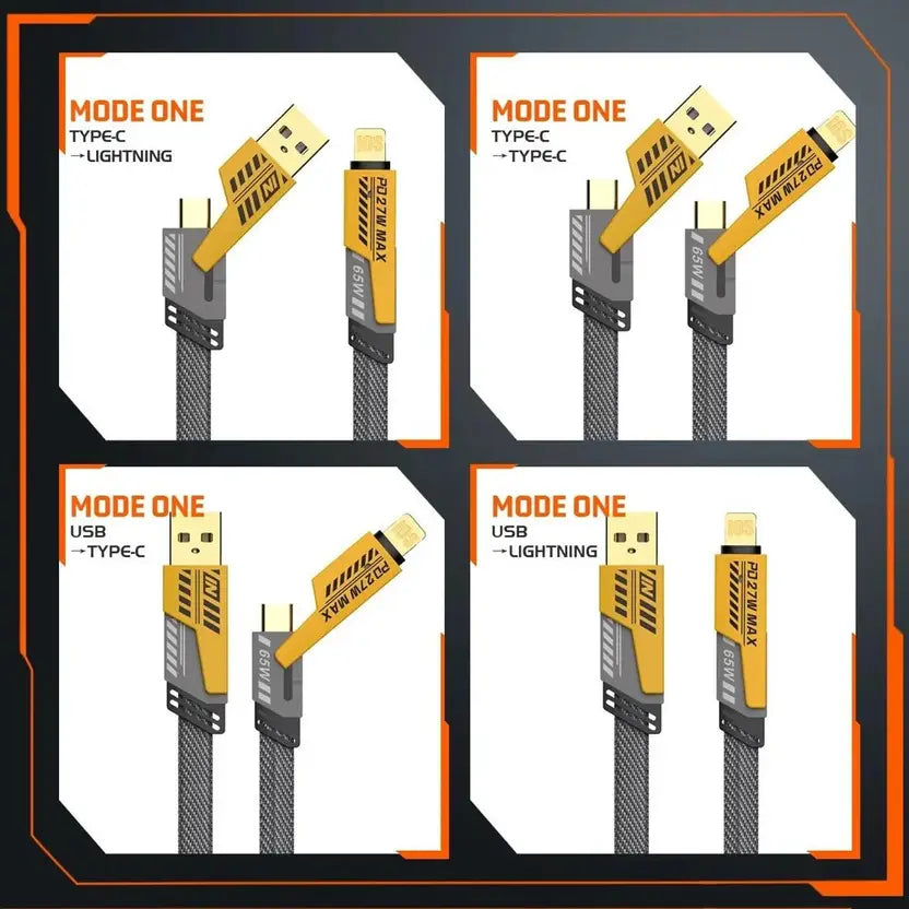 Set of USB cables with different connectors on a white background