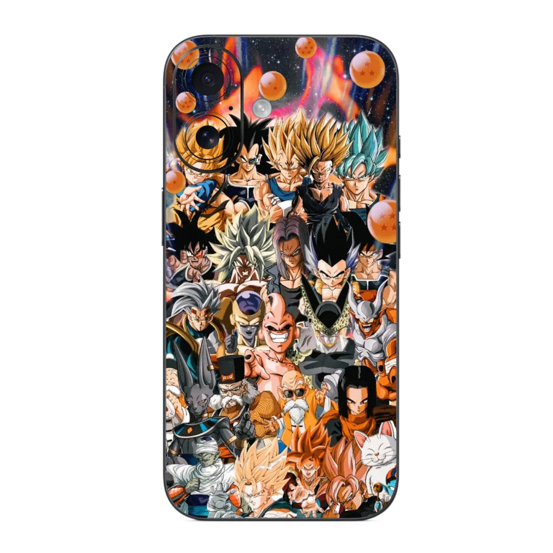 Dragonball Z Mobile Skin Wrap with various characters from a popular animated series on a colorful background