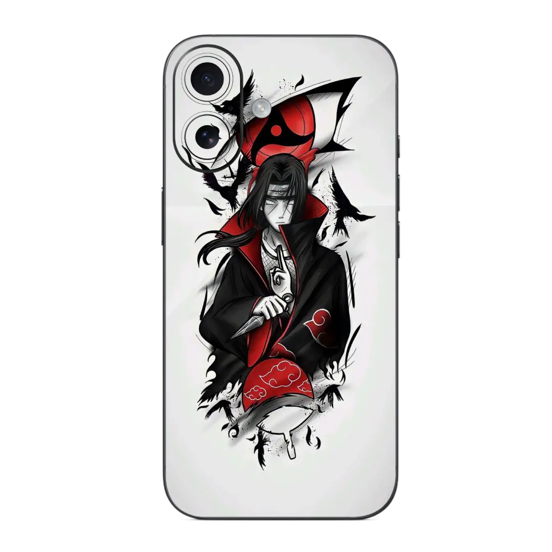 Itachi Uchiha Mobile Skin Wrap with anime character design on a white background