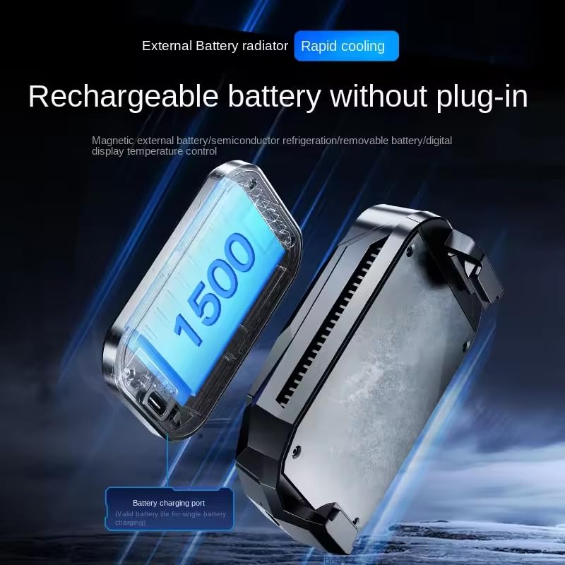 Rechargeable battery without plug-in with digital display and cooling system on a dark background
