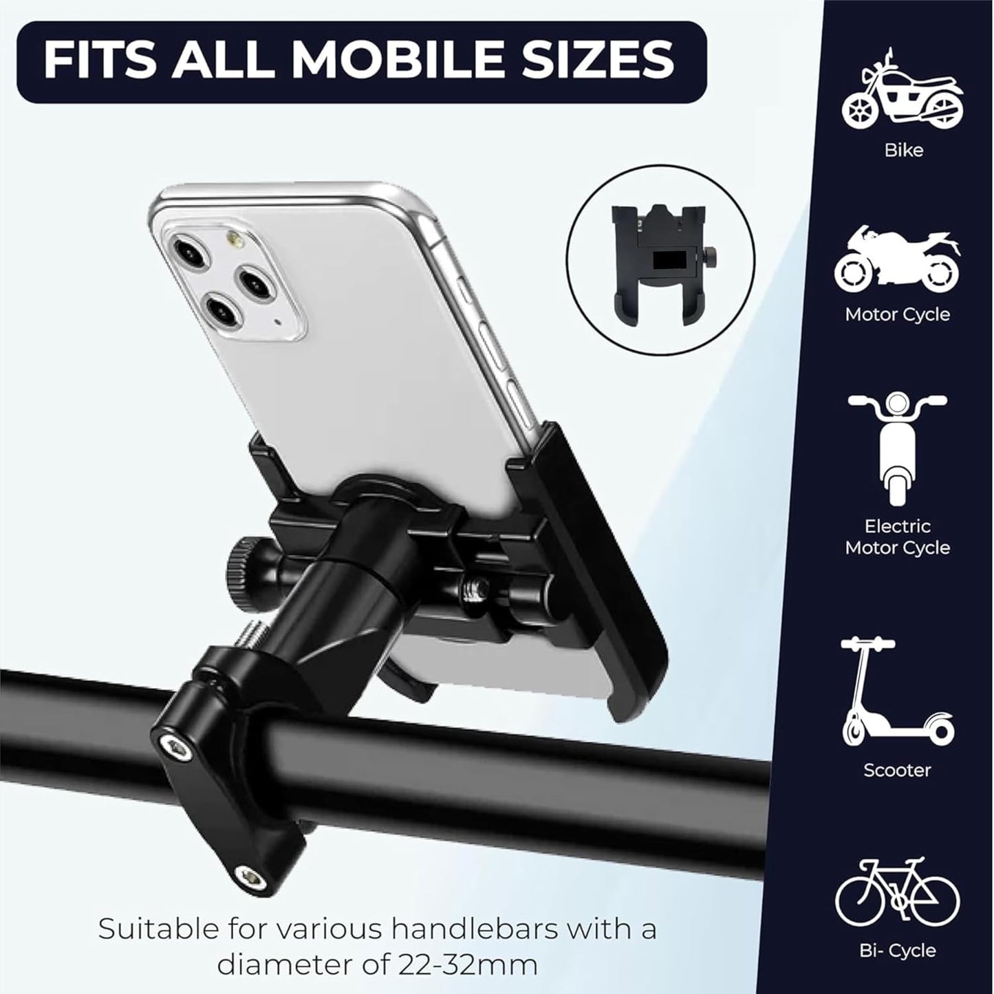 mobile holder for various vehicles with text indicating compatibility.