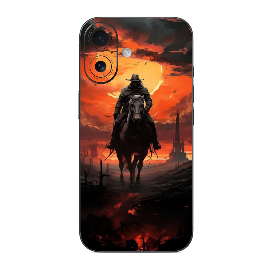 Cowboy Mobile Skin Wrap with a cowboy riding a horse at sunset design