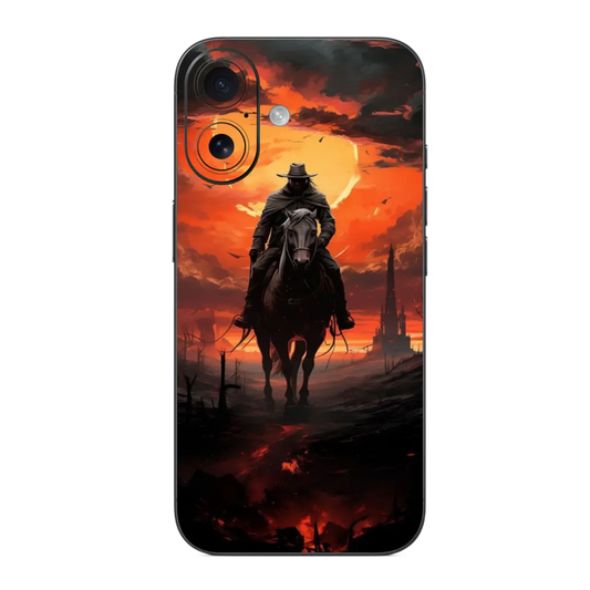 Cowboy Mobile Skin Wrap with a cowboy riding a horse at sunset design