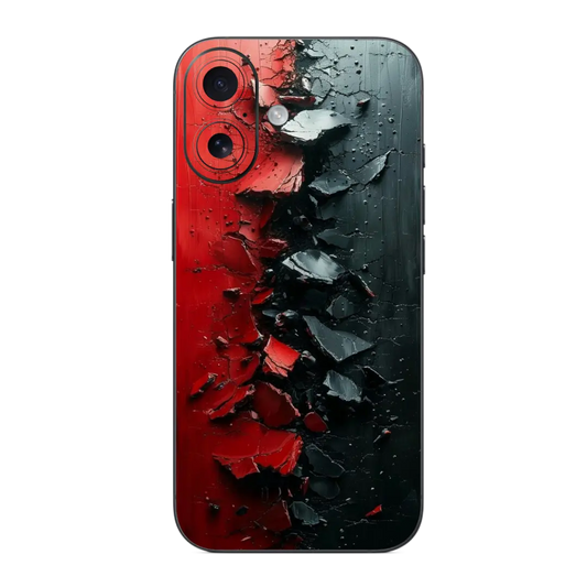 Damaged Mobile Skin Wrap with red and black abstract design on a white background