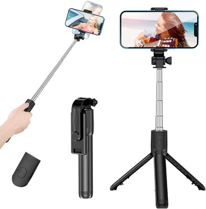 Extendable Selfie Stick with Wireless Remote and Tripod Stand