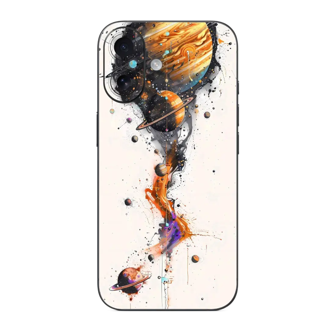 Mobile Skin Wrap with space-themed design featuring planets on a white background