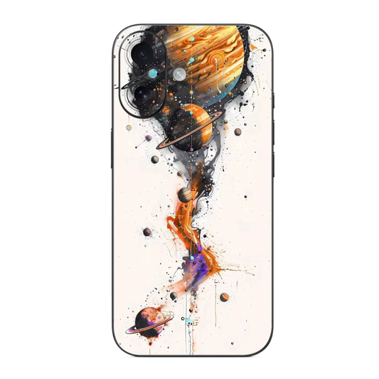 Mobile Skin Wrap with space-themed design featuring planets on a white background