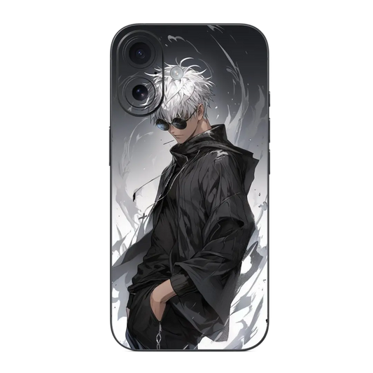 Gojo Satoru Mobile Skin Wrap with an anime-style character design on a white background