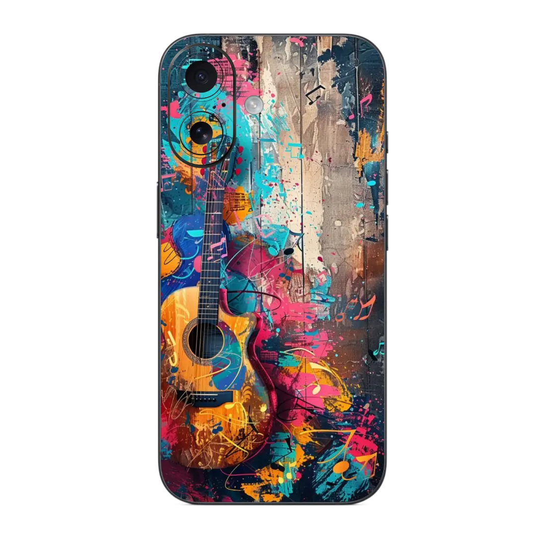 Guitar Vibes Mobile Skin Wrap with colorful guitar design on a white background
