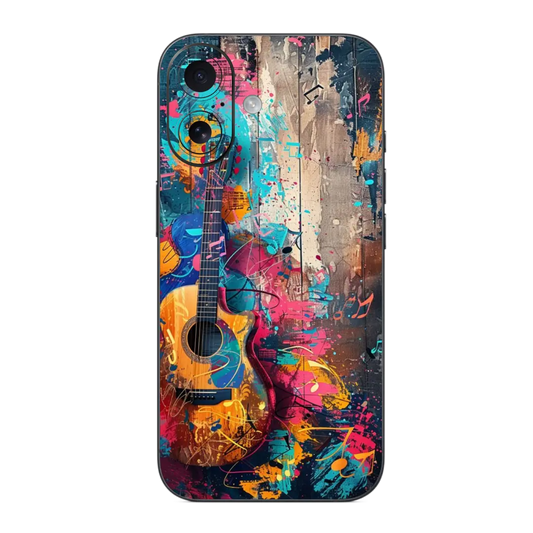 Guitar Vibes Mobile Skin Wrap with colorful guitar design on a white background
