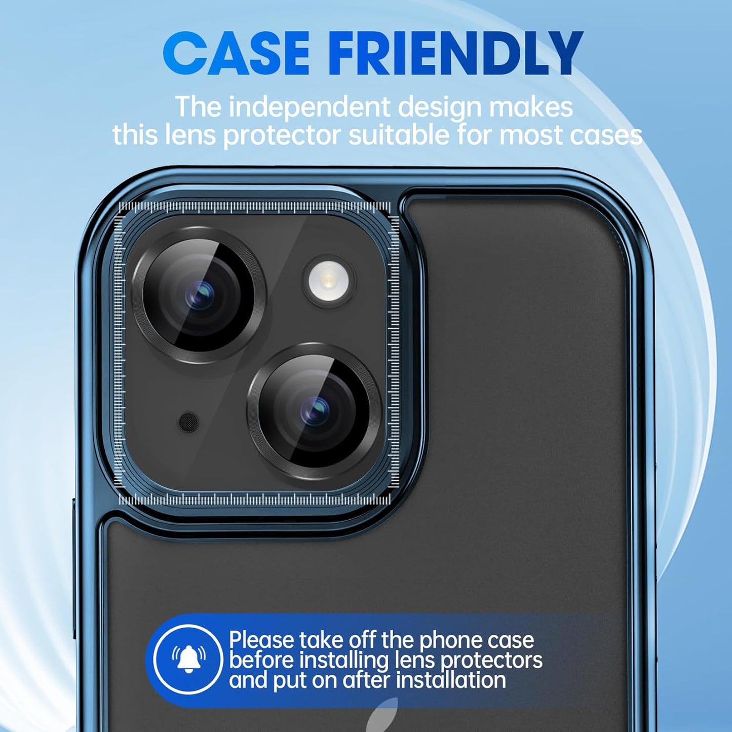 iPhone Camera Lens Protector, Alloy Metal Ring Glass Camera Protector [Case Friendly] [Easy Installation] [Keep Lens Original Design]