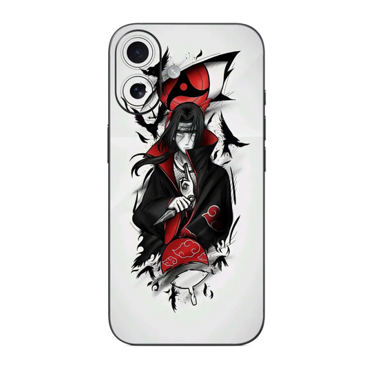 Itachi Uchiha Mobile Skin Wrap with anime character design on a white background