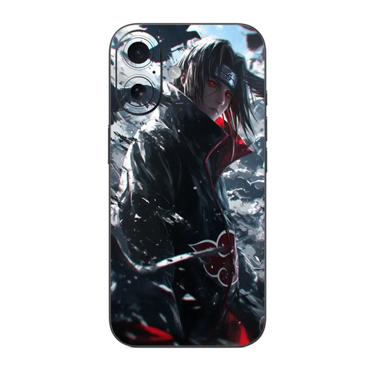 Itachi Uchiha Mobile Skin Wrap with anime character design on a white background
