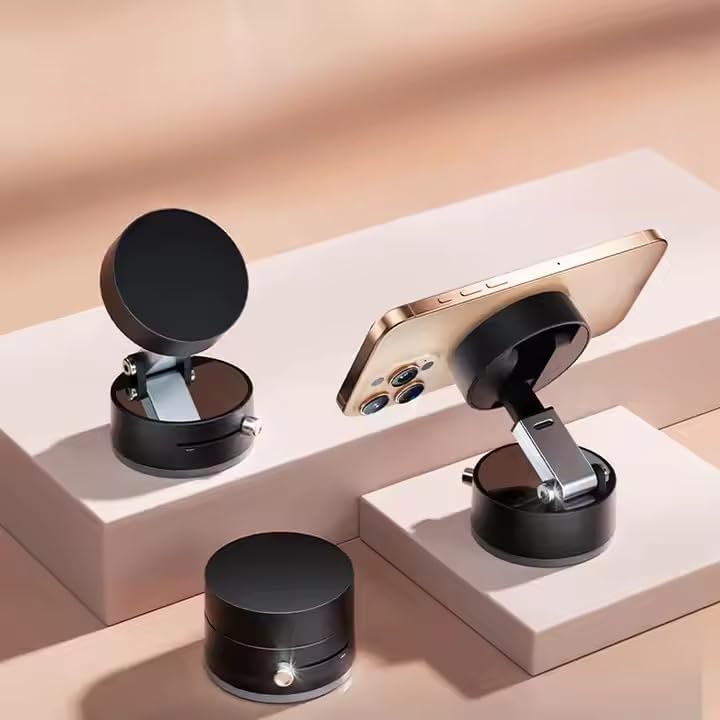 Foldable 360 Rotatable Car Mount | Magnetic Phone Holder for Dashboard | Vacuum Suction for Secure Grip | Compatible with iPhone | Car Mobile Holder