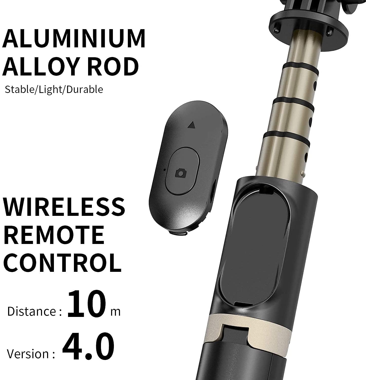 Mini Gimbal Anti-Shake 1-Axis STABILIZER Extendable Selfie Stick Tripod, Wireless Remote for Smartphone with wireless remote control on a white background