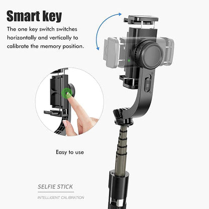 Smart key mechanism for a selfie stick with text explaining its function.