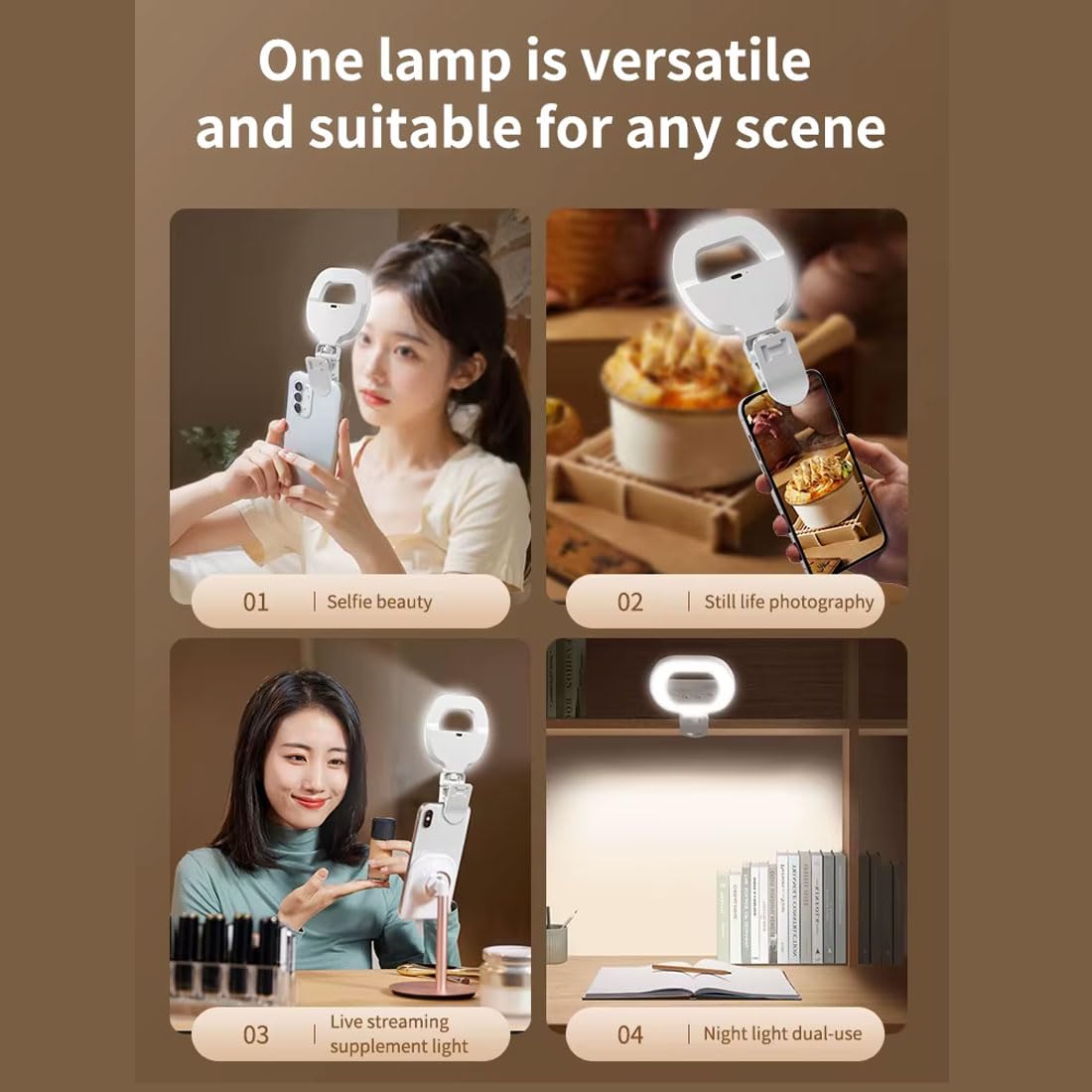 Multifunctional lamp used for selfie beauty, still life photography, live streaming supplement light, and night light dual-use.