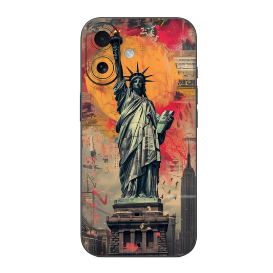 Statue of Liberty Mobile Skin Wrap with Statue of Liberty design on a colorful background