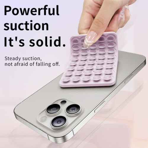 Silicone stand with text on a phone case, showing steady suction.