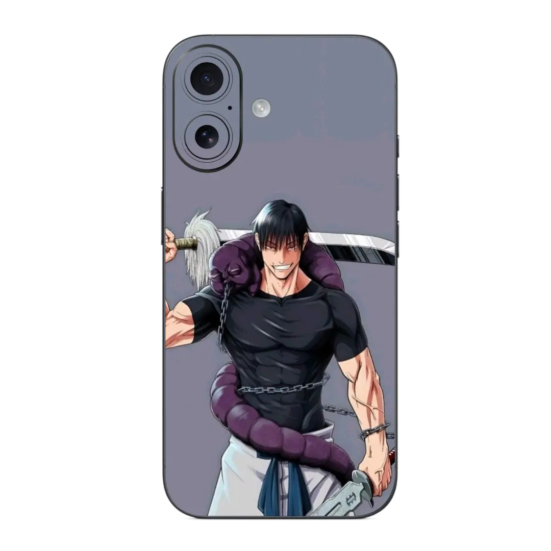 Toji fushiguro Mobile Skin Wrap with an anime character holding a sword on a gray background