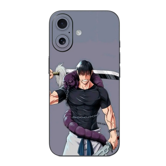 Toji fushiguro Mobile Skin Wrap with an anime character holding a sword on a gray background