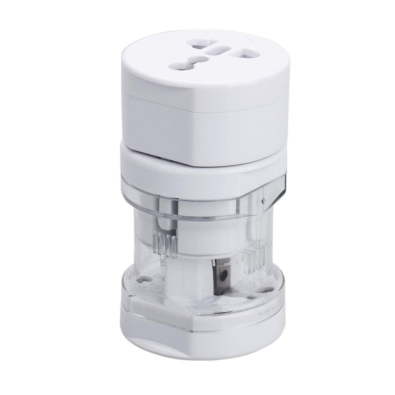 White and clear cylindrical device with multiple ports on a white background