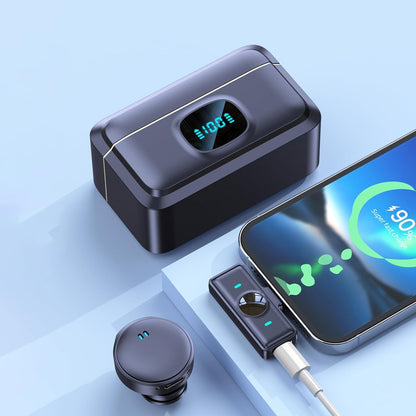 Wireless Microphone with Charging Case being used on iphones