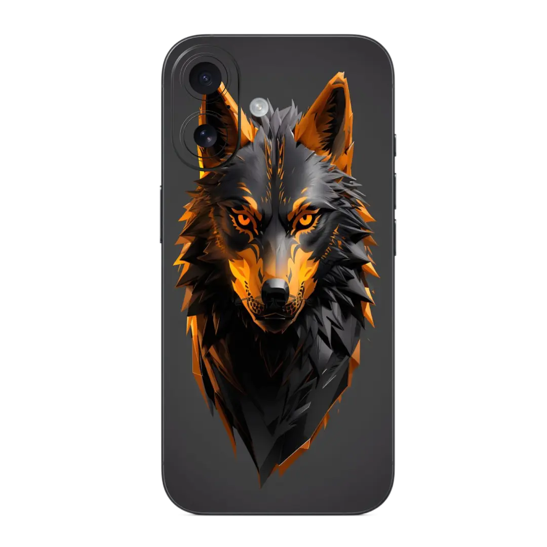 Wolf Mobile Skin Wrap with a wolf design on a black background
