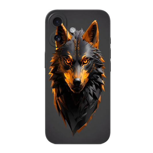 Wolf Mobile Skin Wrap with a wolf design on a black background